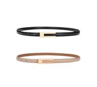 QKEPCY Ceinture pour Femmes 2 Pièces Classique Ceinture en Cuir PU Ceinture Réglable Vintage Pour Femme Ceinture Élastique Dégagement Rapide, Décoration Ceinture Fine pour Pantalon