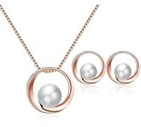 QKEPCY Cercle Élégant Perle Parure Bijoux Collier Boucles D'oreilles Ensemble Luxueux Accessoires Femme