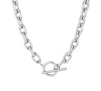 QKEPCY Collier à Bascule à Grosse Chaîne Collier ras du cou Tendance à Maillons Argenté Pendentif Bijoux Pour Femmes et Filles Cadeaux