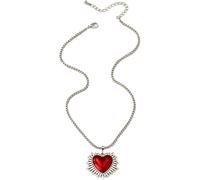 QKEPCY Collier en Acier Inoxydable avec Pendentif Cœur Rouge Brillant Élégant et Chaîne Réglable pour Femmes