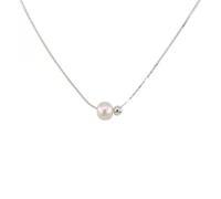 QKEPCY Collier Femme Acier Inoxydable avec Perle Élégante Chaine Argent Minimaliste Bijou Mode pour Toutes Occasions