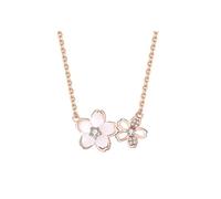 QKEPCY Collier Femme en Acier Inoxydable avec Fleurs de Cerisier Chaine Or Rose Bijoux Élégants pour Toutes Occasions