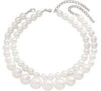 QKEPCY Collier Femme Perle Élégant Double Rangée Collier Ras de Cou en Perles Imitation Bijoux Mode pour Toutes Occasions