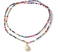 QKEPCY Collier Femme Perles Multicolores Pendentif Perle Style Bohème Collier Pendentif Perles Chic Cadeau Anniversaire Bijoux pour Femmes Et Filles