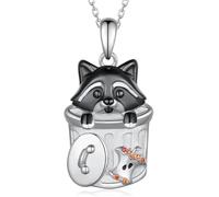 QKEPCY Collier Raton Laveur Adorable En Argent Sterling Pendentif Animal Mignon Avec Détails Éclatants Bijoux Original Pour Femmes Et Enfants