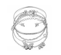 QKEPCY Ensemble Bracelets Chaîne Papillon Étoile Jonc Cristal Brillant Ajustable Élégant