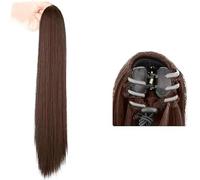 QKEPCY Extension de Queue de Cheval,40CM Clip Claw en Longue Droit Postiche Queue de Cheval Naturels Cheveux Queue de Cheval Synthétiques Rajout Ponytail Extensions pour Femmes (Marron Clair)