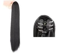QKEPCY Extension de Queue de Cheval,40CM Clip Claw en Longue Droit Postiche Queue de Cheval Naturels Cheveux Queue de Cheval Synthétiques Rajout Ponytail Extensions pour Femmes (Marron Noir)