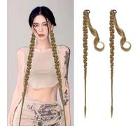 QKEPCY Extension de Queue de Cheval Tressée 70cm 2 Pièces, Extensions de Cheveux avec Attache Cheveux Rallonge Cheveux Enveloppante Synthétique Postiches Longue Ponytail Extension pour les Femmes
