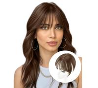 QKEPCY Frange à Clip Extension de Cheveux Naturel avec Temples - Extension 3D Hair Bangs Couleur Naturelle - Perruque pour Femmes