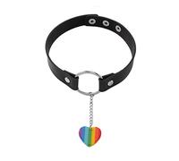 QKEPCY Gothique Cuir Collier Ras de Cou,Femmes Punk Chaîne Clavicule PU Ras du Cou,Réglable Collier Chocker,Tour de Cou Rock Ceinture Coeur Collier Réglable Halloween Cosplayer (Type D)