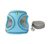 QKEPCY Harnais Veste Harnais Respirant Maille Réglable Chien Respirant et Confortable Anti Traction Laisse Ensemble Gilet Confortable Promenade Contrôle Sécurité (Bleu M)