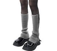 QKEPCY Jambières Pour Dames Fermeture éclair Latérale Guêtres de Jambe Leg Warmer Jambières Guêtre Tricotée Femmes Hiver Legging Longue Chaussette Boot Cover Socquette Cadeau D'hiver (Gris #1)