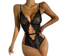 QKEPCY Lingerie Sexy Femme Coquine Hot Body Dentelle Bretelles Combinaison Tenue Érotique Ensemble Nuisette Bodystocking Transparent sous Vetements