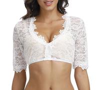 QKEPCY Lingerie Sexy Femme Coquine Hot Bolero Dentelle Tenue Érotique Manches Courtes Col V Combinaison Transparente Nuisette Ensemble sous Vetements