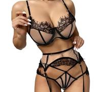 QKEPCY Lingerie Sexy Femme Coquine Hot Ensemble Dentelle Transparente Tenue Érotique Bretelles Ajustables Nuisette sous Vêtements Design Élégant Combinaison Séduction