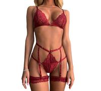 QKEPCY Lingerie Sexy Femme Coquine Hot Ensemble Triangle Dentelle Tenue Érotique Combinaison Bretelles Ajustables sous Vêtements Séduction Nuisette Bodystocking Élégant