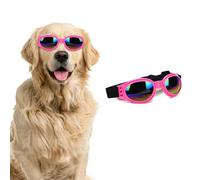 QKEPCY Lunettes pour Chien Pliable Lunette de Soleil Protection UV Lunettes de Protection des Yeux avec Sangle Réglable Lunettes de Soleil Coupe-Vent(Rose)