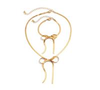 QKEPCY Parure de Bijoux Papillon pour Femme Boucles D'oreilles Nœud Colliers Bijoux Nœud Boucles D'oreilles en Or Hypoallergéniques Bijoux de Mode Plaqués Cadeaux pour Filles (Or)