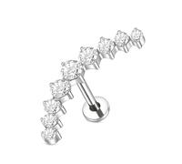 QKEPCY Piercing Titane G23 Filetage Intérieur Helix Anneaux Flat Cartilage Hypoallergéniques Bijoux pour Femmes Filles (Argent)