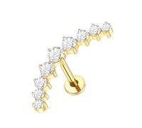 QKEPCY Piercing Titane G23 Filetage Intérieur Helix Anneaux Flat Cartilage Hypoallergéniques Bijoux pour Femmes Filles (Or)