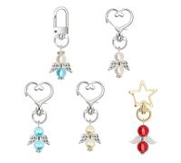 QKEPCY Porteclés Ange Pendentif Coeur Étoile Mousqueton Bijou Sac Perle Décoration Accessoire Femme