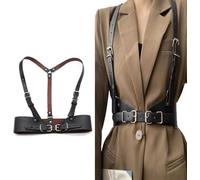 QKEPCY Punk Cuir Corset Ceinture Harnais Ceinture Corps Poitrine Chaîne Sexy Goth Gilet Ceinture Réglable Bijoux de Corps pour Femmes Filles Cosplay Party Rave Halloween Costume (Type A)