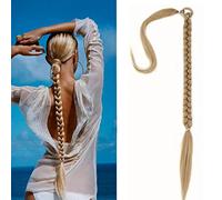 QKEPCY Queue de Cheval Extension, 80cm Postiche Cheveux Tressage Extension de Cheveux Longue Droit Naturel Synthétique Ponytail (Blond Cendré)