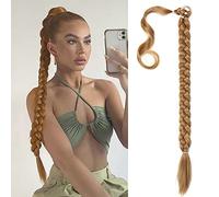 QKEPCY Queue de Cheval Extension, 80cm Postiche Cheveux Tressage Extensions Extension de Cheveux Longue Droit Naturel Postiche Synthétique Ponytail Extension (Auburn)