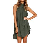 QKEPCY Robe D'Été De Plage pour Femmes - Robe Chemisier Décontractée Tunique Mini Ample - Tops Casual Printemps et Été