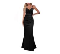 QKEPCY Robe Maxi Femme Bretelles Spaghetti sans Manches Moulante Longue Robe Casual Dos Nu Automne Robe Sexy Elégant Skinny Slim Robe de Cocktail Soirée Clubbing Bal Fête
