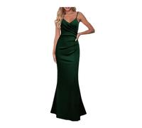 QKEPCY Robe Maxi Femme Bretelles Spaghetti sans Manches Moulante Longue Robe Casual Dos Nu Automne Robe Sexy Elégant Skinny Slim Robe de Cocktail Soirée Clubbing Bal Fête