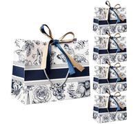 QKEPCY Sac Cadeau à Motif Fleuri Pochette Cadeau Vintage Élégants Sacs Cadeaux Avec Ruban de Haute Qualité Convient pour les Mariages Fêtes d'Anniversaire Cadeaux de Festival