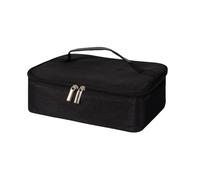 QKEPCY Sac Isotherme Déjeuner Noir Avec Double Fermeture Éclair Et Poignée En Cuir Grande Capacité Sac À Lunch Étanche Pour Repas Au Bureau Et Pique Nique Conteneur Alimentaire Portable(Nero)