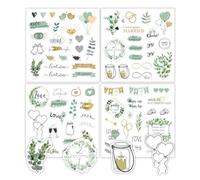QKEPCY Scrapbooking Autocollants Mariage Vintage Fleur Plante Décoratif Rétro Scrapbook Journal Cahier Album Photo Bricolage Travaux Manuel Artisanat pour Accessoires Mariage