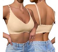 QKEPCY Soutien-Gorge Femme Poussoir et Non Marquant avec Soutien-Gorge Rembourré à Col en V Classiques Brassière Maintien Réglable avec Bretelles Confort Respirant Bra