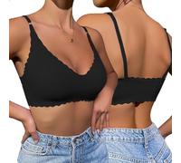QKEPCY Soutien-Gorge Femme Poussoir et Non Marquant avec Soutien-Gorge Rembourré à Col en V Classiques Brassière Maintien Réglable avec Bretelles Confort Respirant Bra