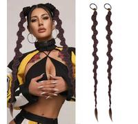 QKEPCY Tresses Synthétiques Ondulées Longues Élastiques Coiffure Extension Cheveux Accessoire Coiffage Queue Cheval Torsadée