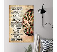 QKIODS Darts Today Is A Good Day Plaque rétro en métal en aluminium pour décoration d'intérieur 20,3 x 30,5 cm