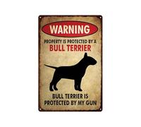 QKIODS Panneau d'avertissement Bull Terrier vintage en aluminium pour toilettes et maison 20,3 x 30,5 cm