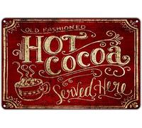 QKIODS Plaque en aluminium vintage « Hot Cocoa Served Here » pour maison, bar, pub, café, ferme, 20,3 x 30,5 cm