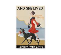 QKIODS Plaque en aluminium vintage pour lévrier avec inscription « She Lived Happily Ever After » - Pour intérieur et extérieur - 20,3 x 30,5 cm