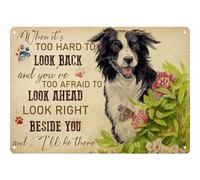 QKIODS Plaque en métal « Border Collie When It's Too Hard to Look Back » - 20,3 x 30,5 cm