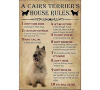 QKIODS Plaque en métal rétro « A Cairn Terrier's House Rules » pour décoration murale de maison, jardin, café, 20,3 x 30,5 cm