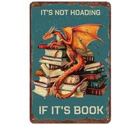 QKIODS Plaque en métal vintage en aluminium avec inscription « It's Not Hoading If It's Book » - Décoration murale pour maison, bureau, salon, chambre à coucher, librairie, cour - 20,3 x 30,5 cm