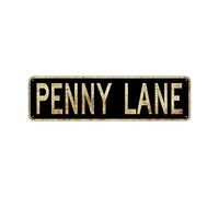 QKIODS Plaque en métal vintage Penny Lane - Rétro rustique - Décoration murale - Cadeau - 15,2 x 40,6 cm