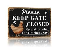 QKIODS Plaque vintage en métal avec inscription « Please Keep Gate Closed » - Décoration murale rustique pour maison, cuisine, poulailler, ferme, jardin, cour, porche, intérieur et extérieur - 20,3 x