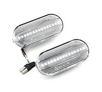 QKLsudua 1 paire de feux de gabarit latéraux dynamiques à LED compatibles avec VW Tran-sporter T5 Po-lo Golf 3 4 B5 Sha-ran Lu-po Bo-ra Mul-tivan Lampe clignotante séquentielle Blanc cristal