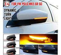 QKLsudua 2 pièces Séquentiel Dynamique Clignot Compatible avec V-W POLO MK5 6R 2009-2013/POLO 6C 2014-2017 LED Rétroviseur Latéral Indicateur de Direction Assemblage