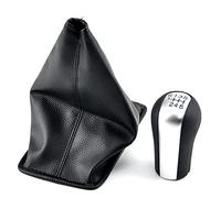 QKLsudua Pommeau de levier de vitesse de voiture à 6 vitesses + soufflet en cuir compatible avec to-yota Co-Rolla Ver-so RAV4 AVE-NSIS Ya-RIS-mat + anti-poussière